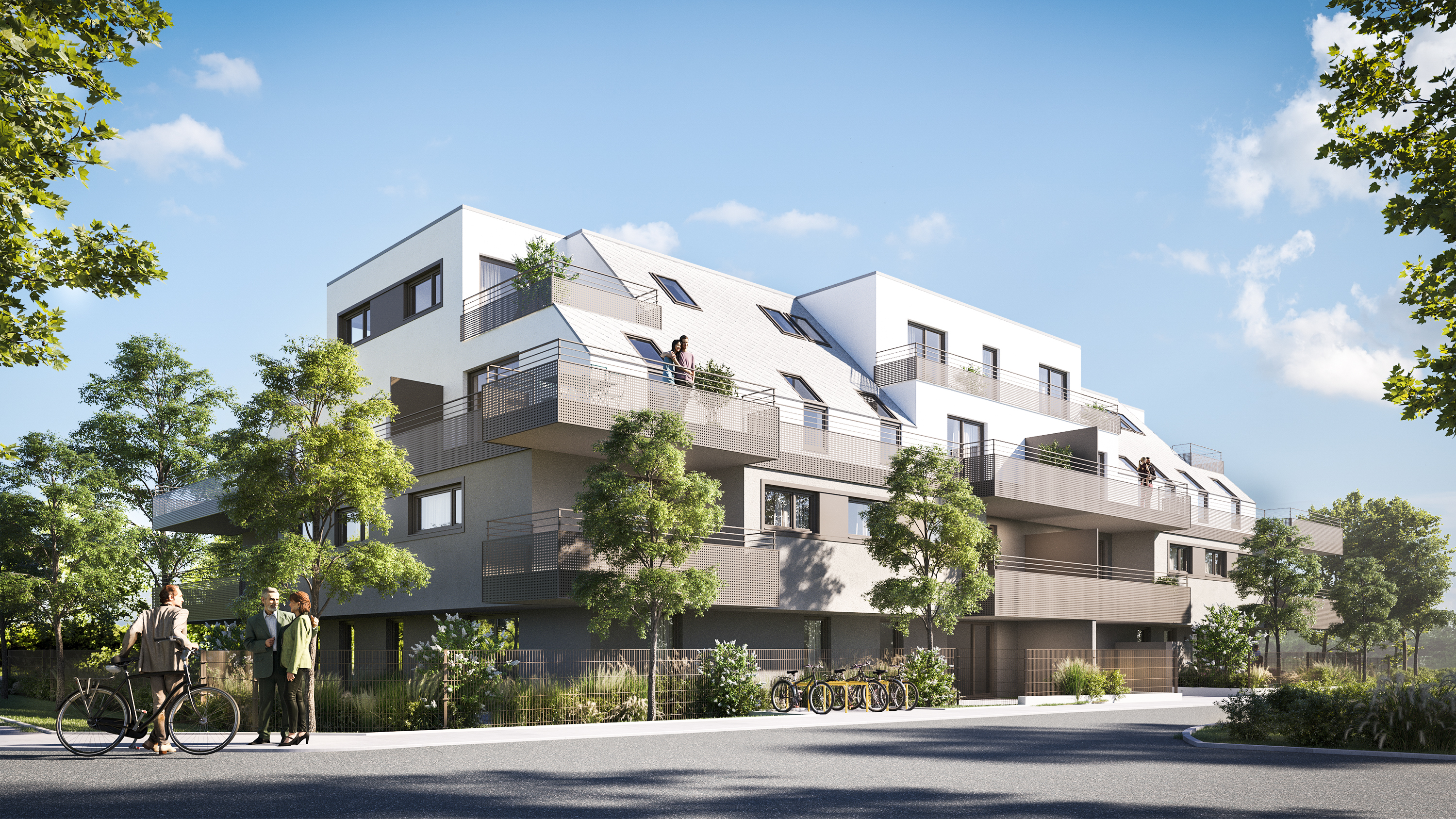 Visualisierung des Wohnbauprojekts „Das.Schmuckstück | Leben am Quarzweg“