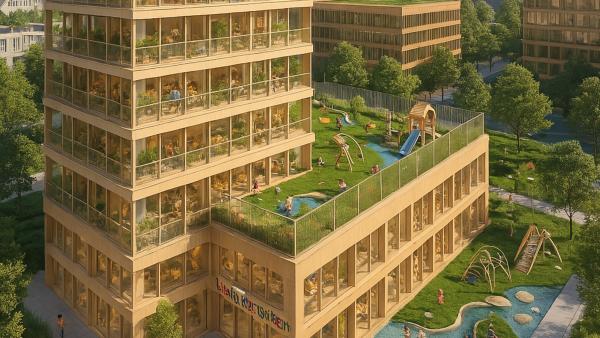 Himmelsstürmer: Münchens erste Hochhaus-Kita im Paketpost-Quartier