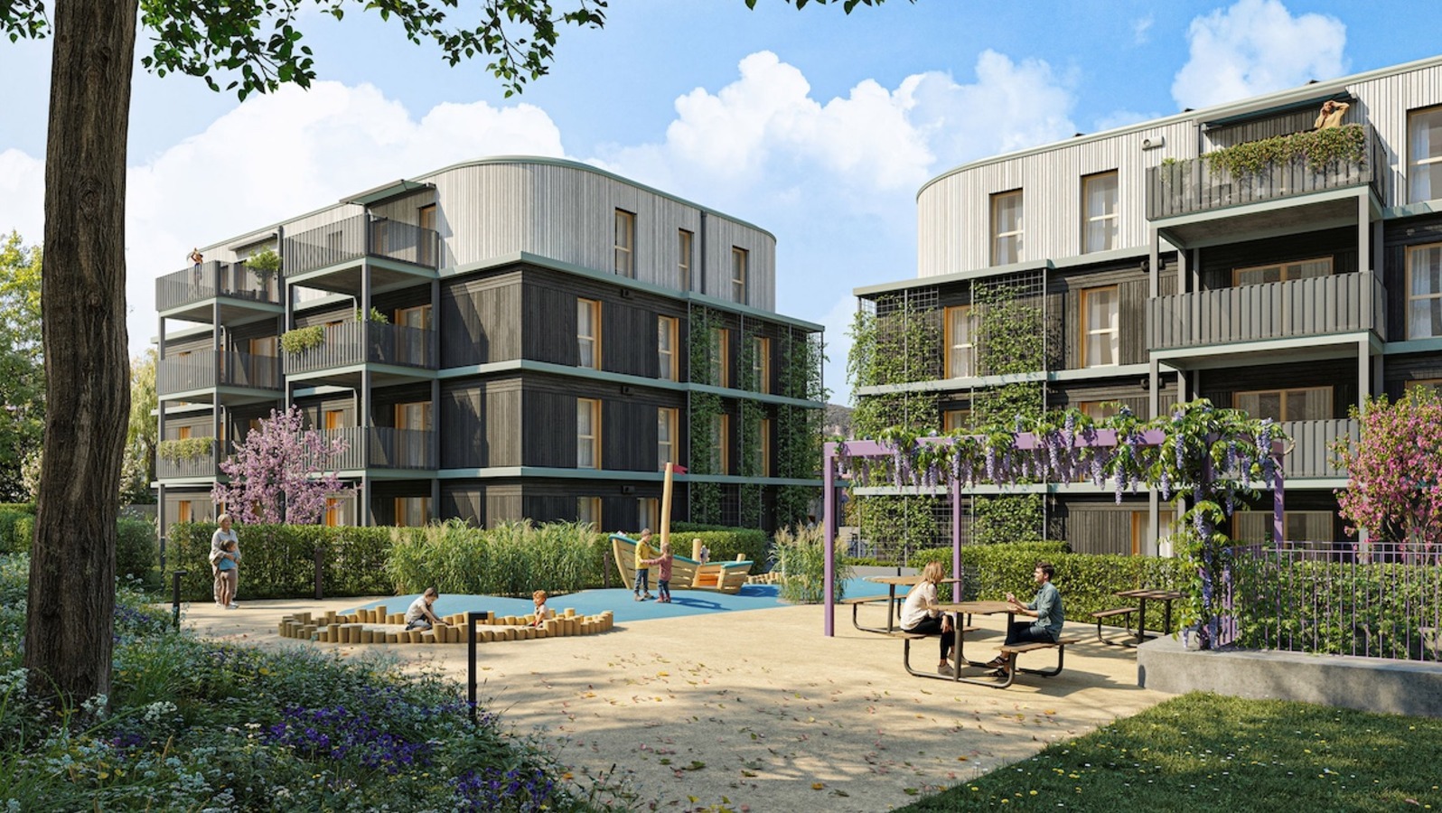 Visualisierung grüne Stadtvillen