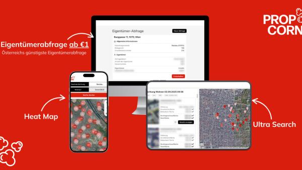 Neue Features bei PROPCORN AI: Günstigste Eigentümerabfrage ab €1, “Heatmap” und “Ultra Suche”