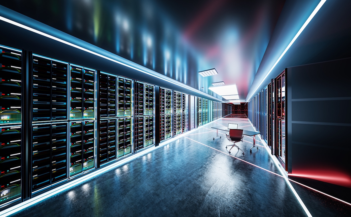 Blick in einen Raum von einem Rechenzentrum